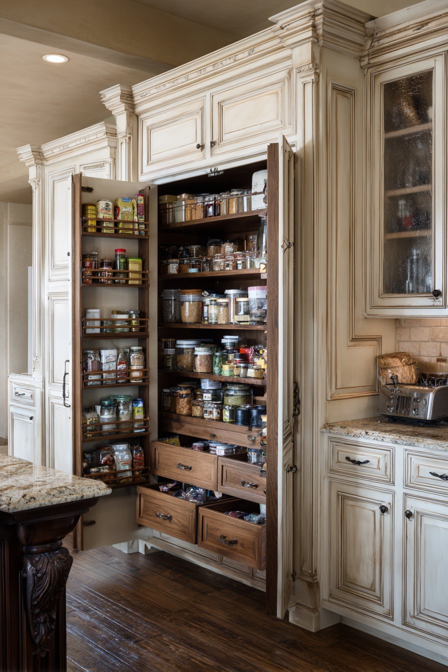 Practical Storage Solutions with Floor-to-Ceiling Pantry Cabinet