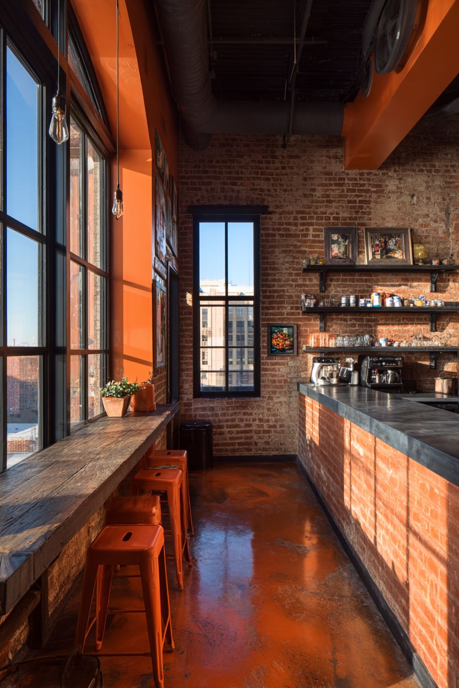 Industrial Style with Terracotta Brick and Metal