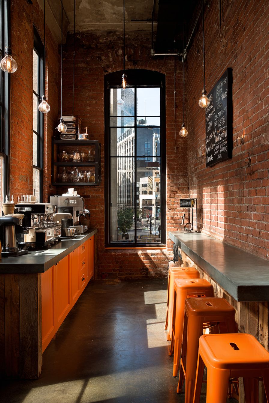 Industrial Style with Terracotta Brick and Metal