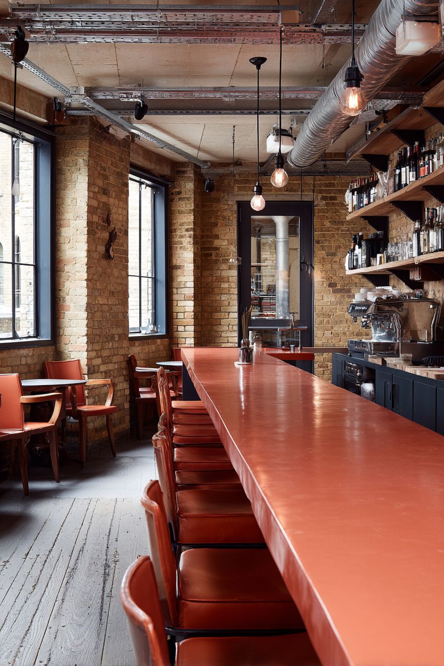 Industrial Style with Terracotta Brick and Metal