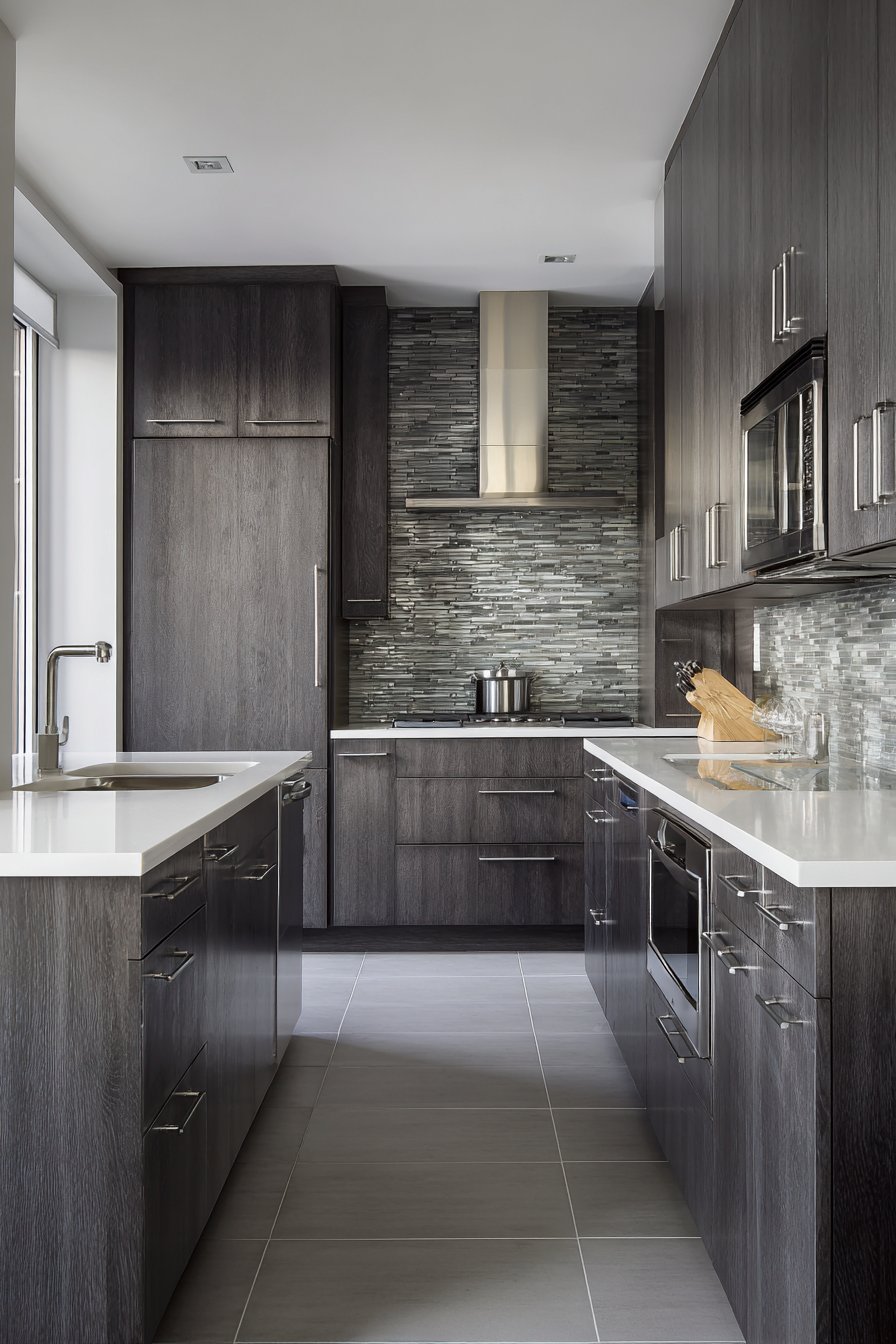 Contemporary Minimalism with Graphite Grey Slab Cabinets