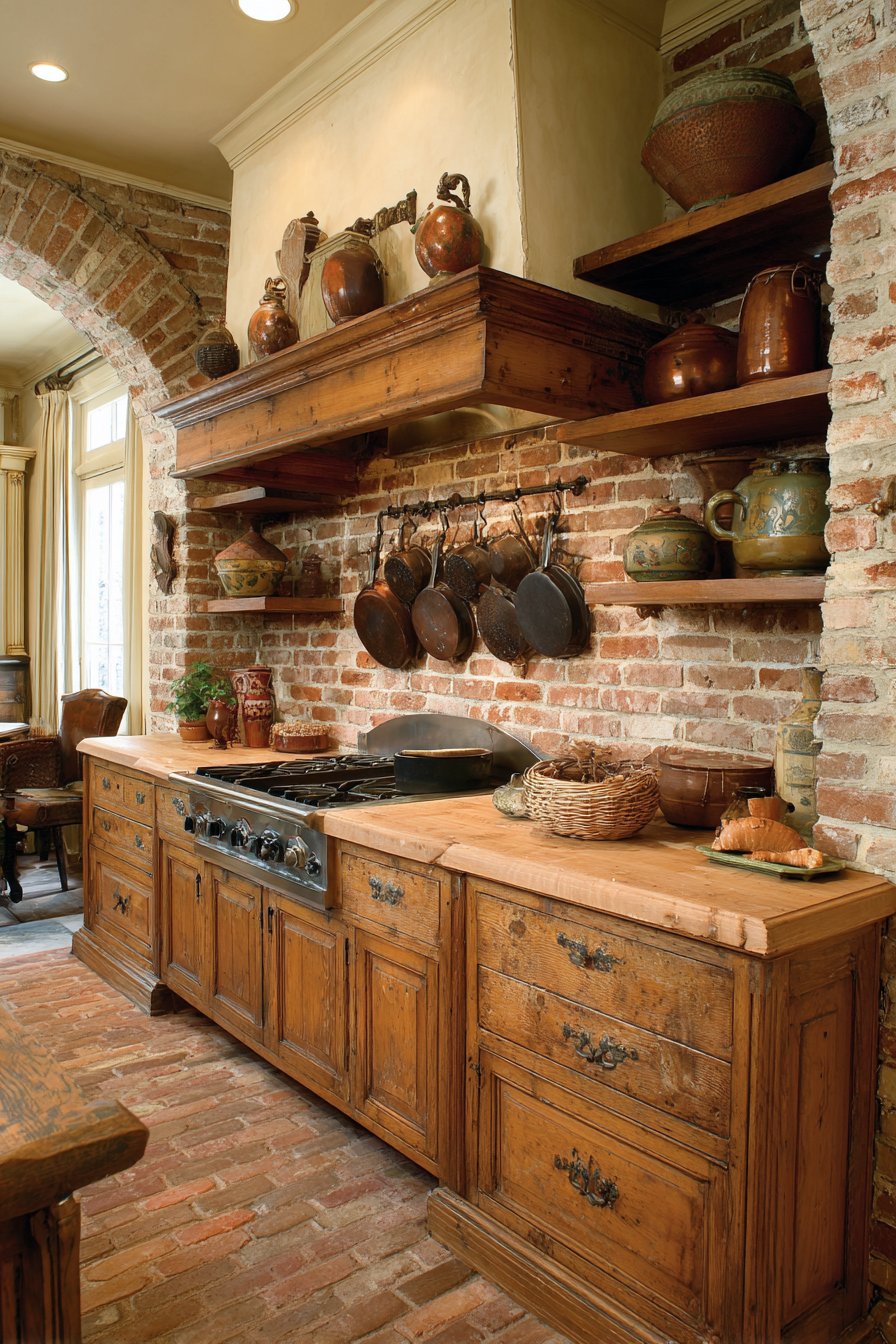 Brick Accent Wall Cooking Zone