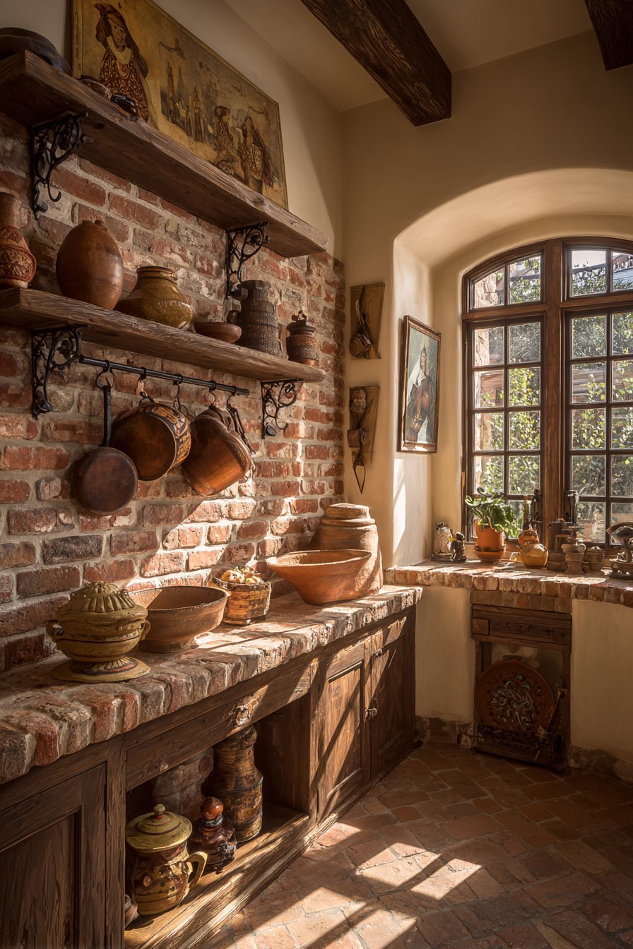 Brick Accent Wall Cooking Zone