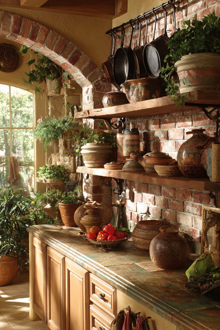 Brick Accent Wall Cooking Zone