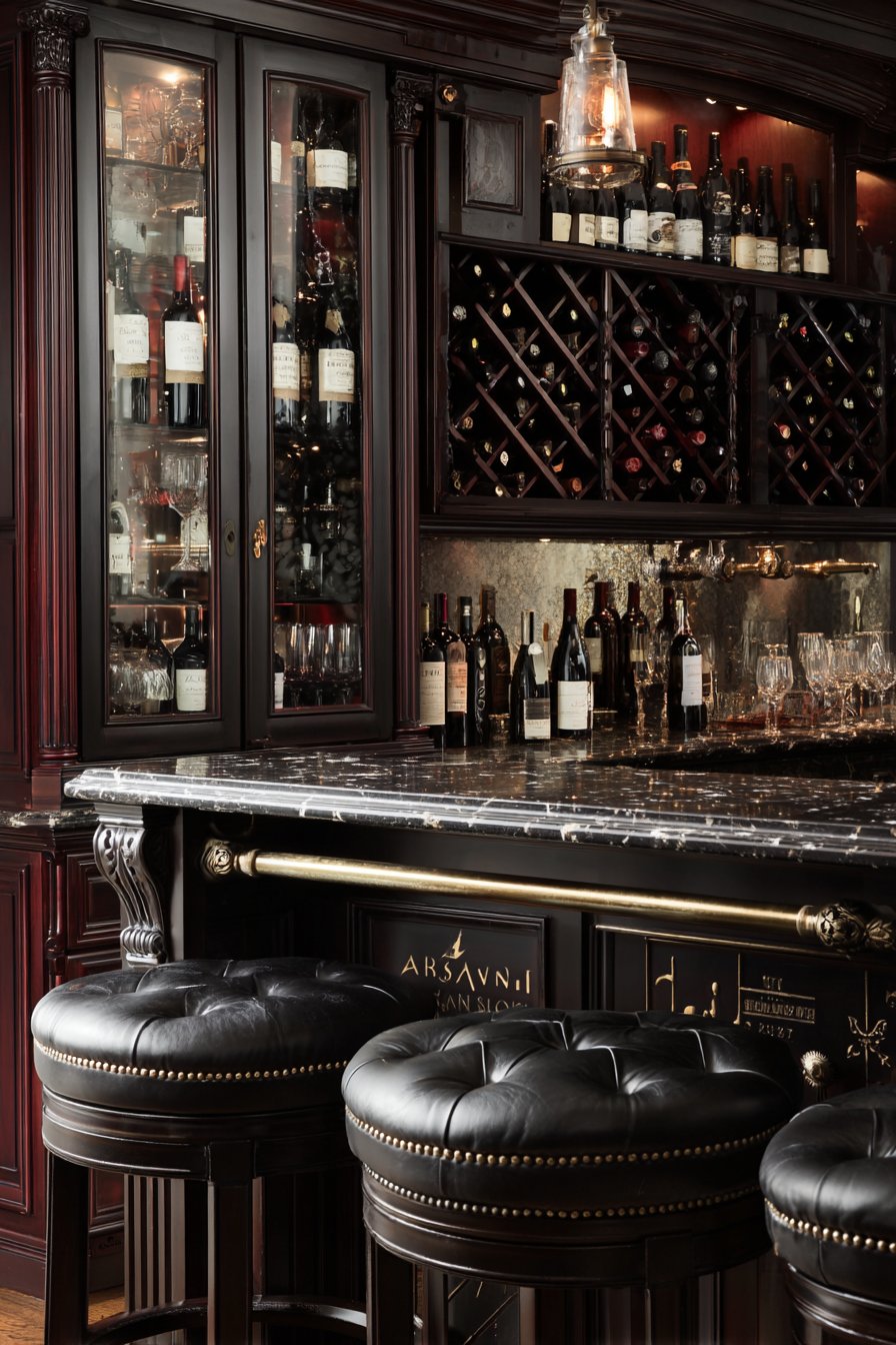 Sophisticated Wine Storage with Antique Mirror