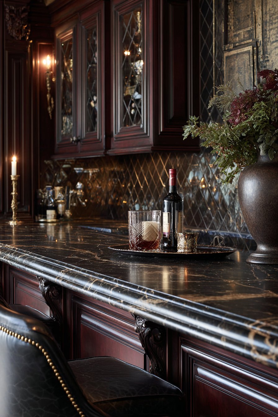 Sophisticated Wine Storage with Antique Mirror