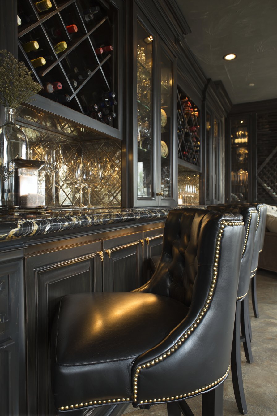 Sophisticated Wine Storage with Antique Mirror