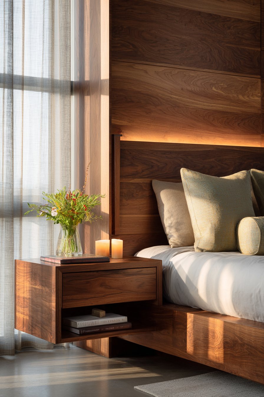 Modern Platform Bed with Integrated Nightstands