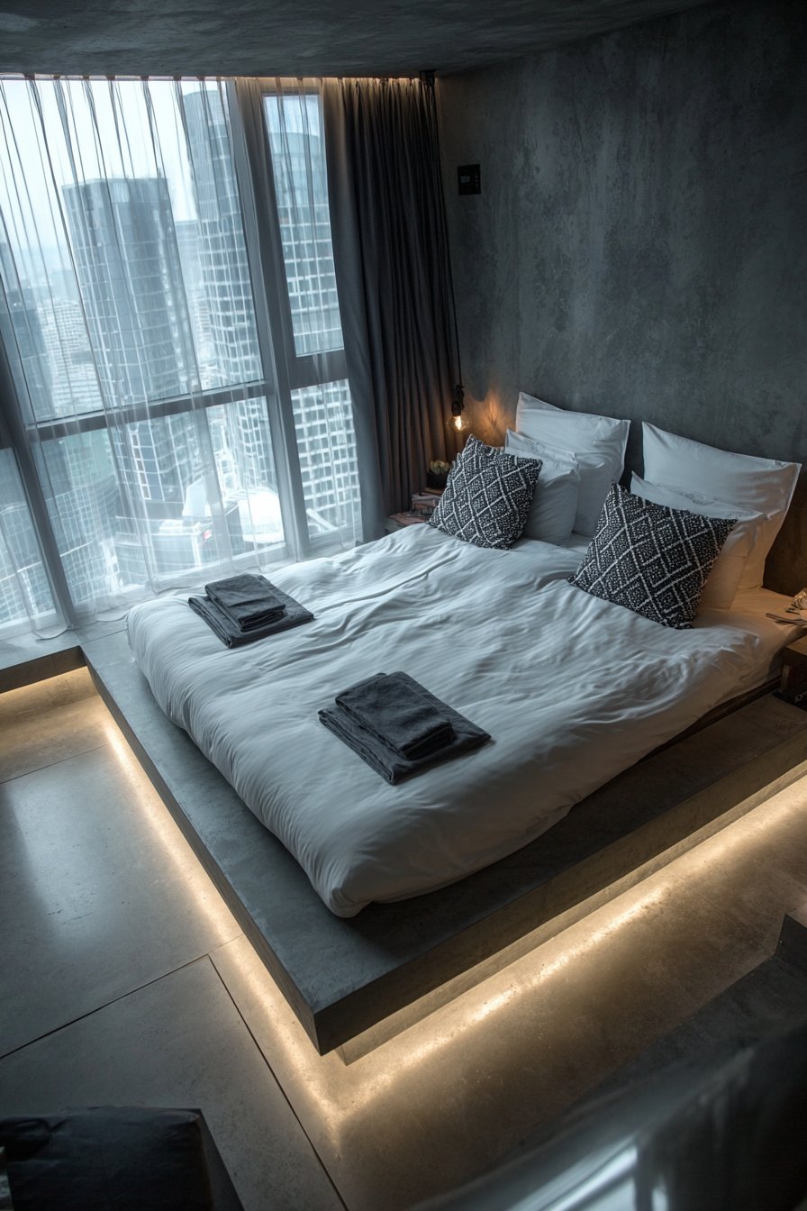 Modern Minimalist Floating Bed Sanctuary