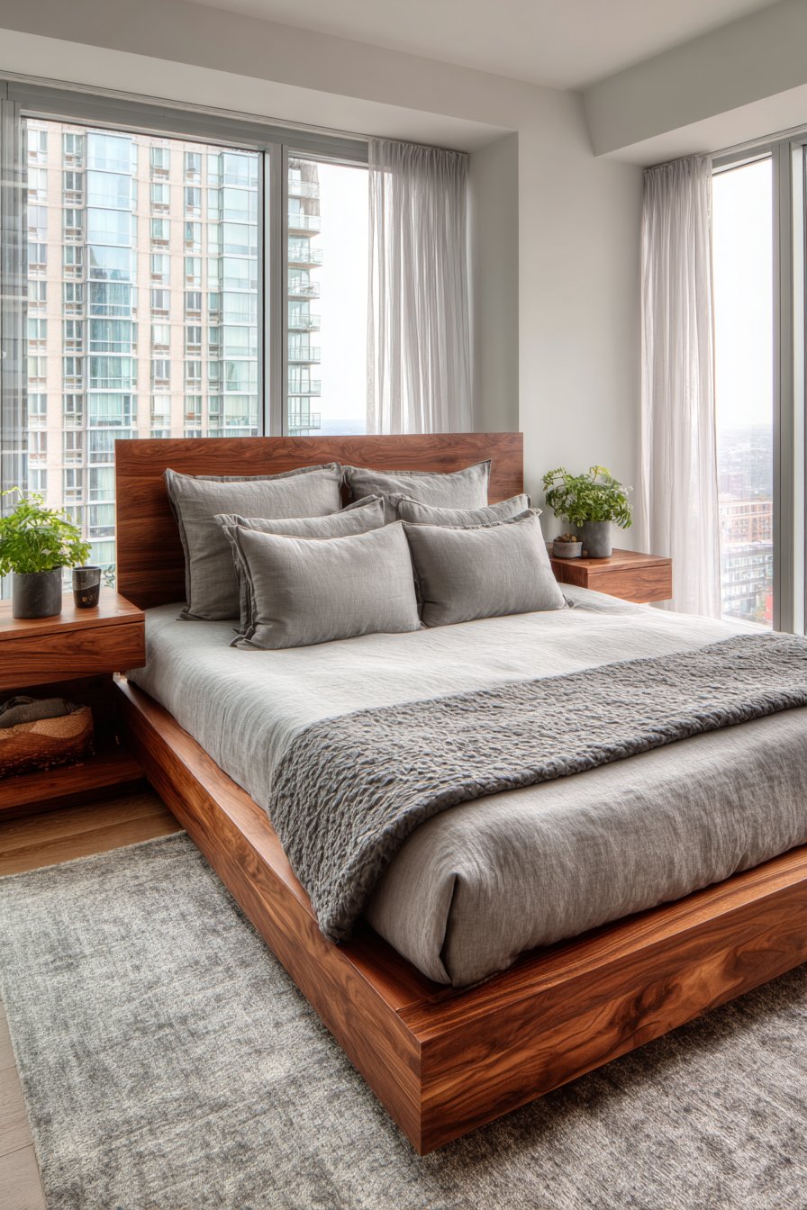 Modern Platform Bed Sanctuary with Integrated Technology