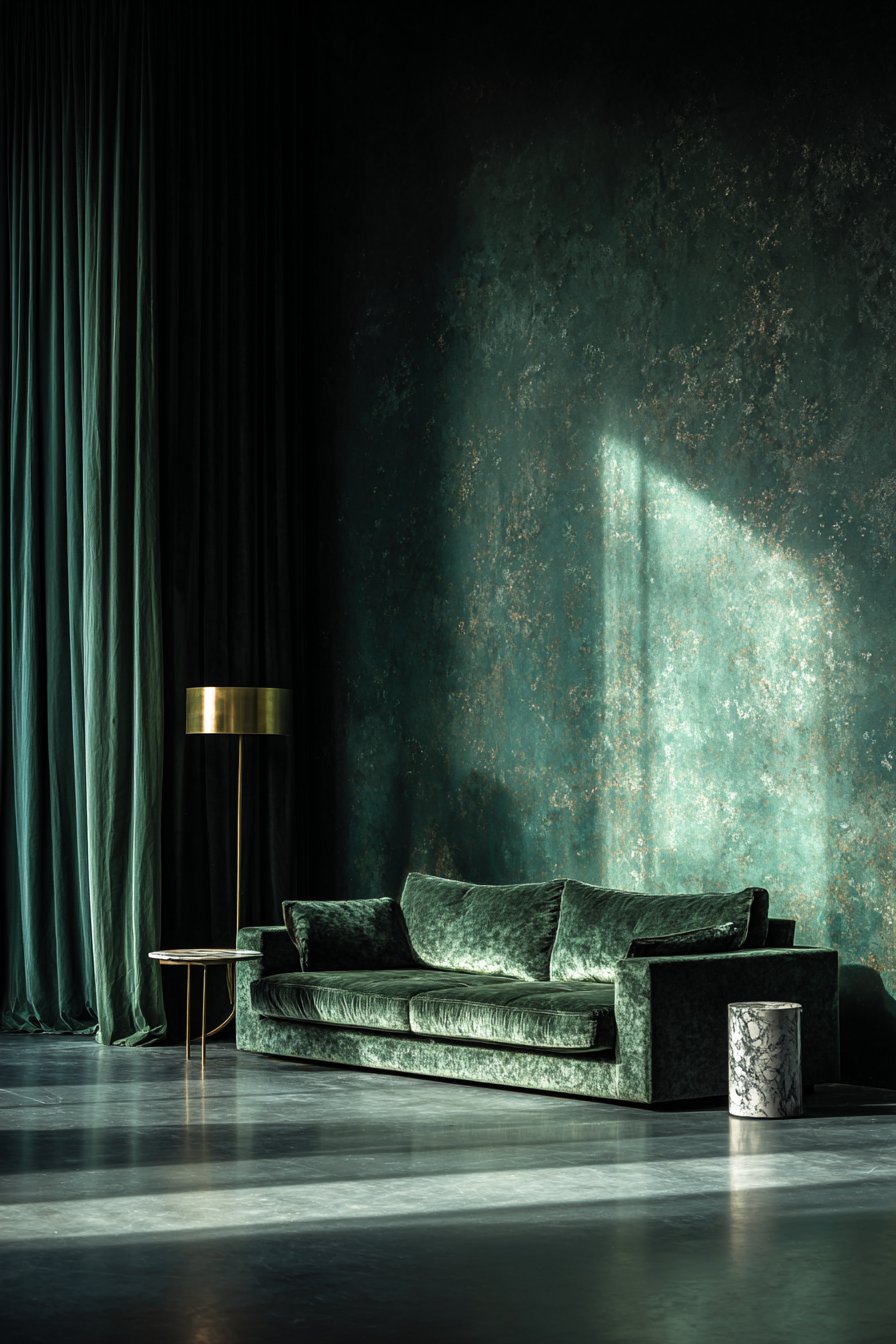 Sophisticated Velvet Sanctuary with Forest Green Focal Point