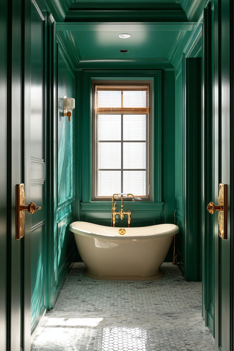 Luxurious Emerald Sanctuary with Clawfoot Elegance