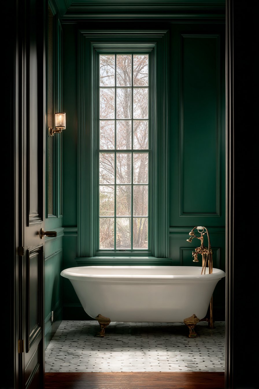  Luxurious Emerald Sanctuary with Clawfoot Elegance