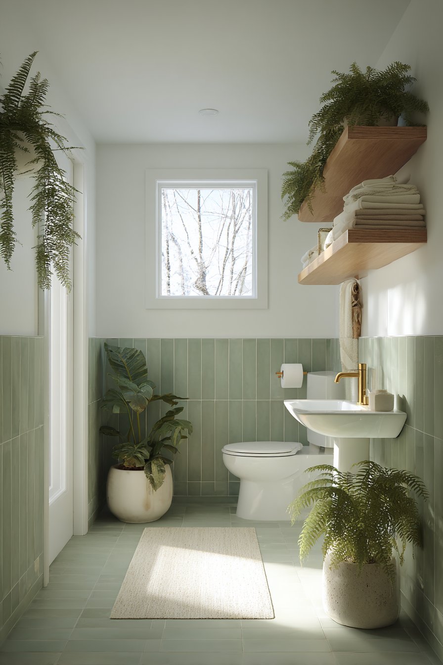 Serene Sage Green Subway Tile Sanctuary