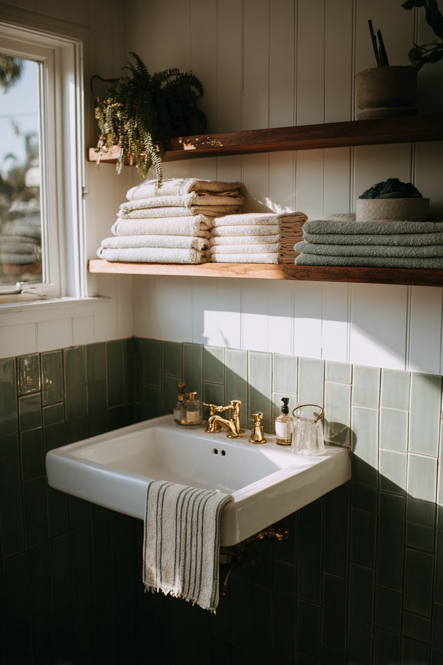 Serene Sage Green Subway Tile Sanctuary