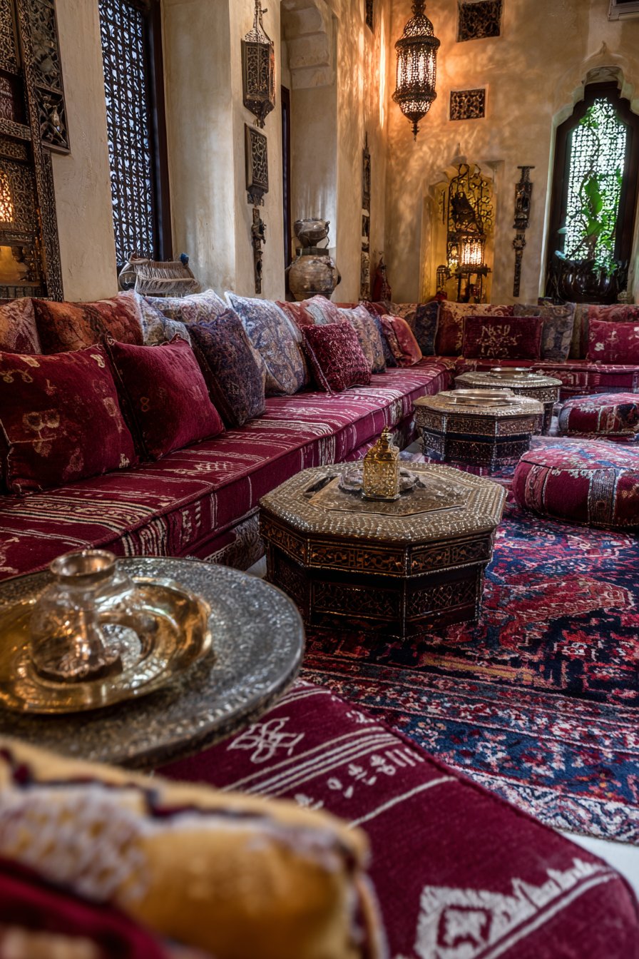 Traditional Majlis with Burgundy and Gold Opulence