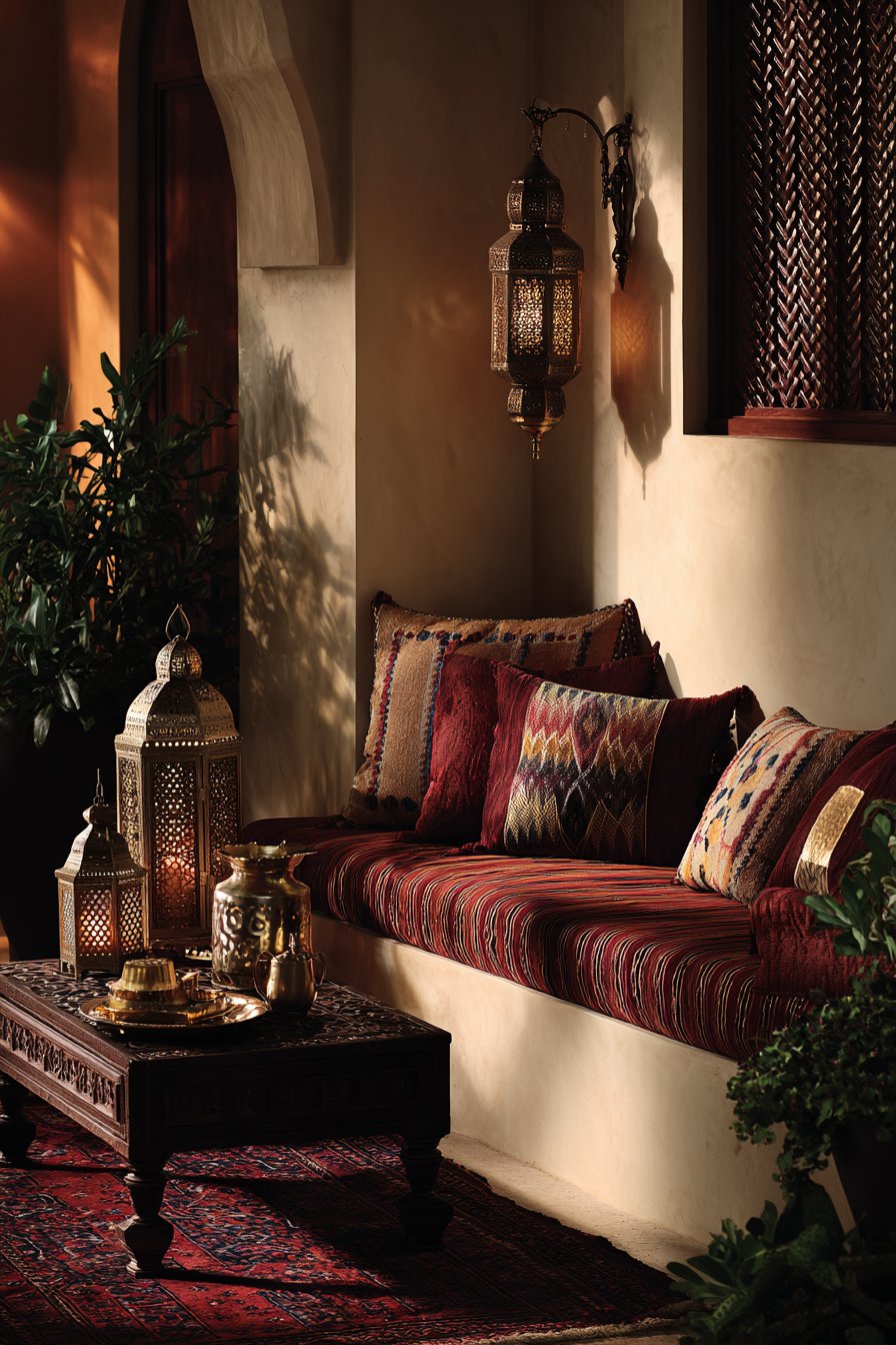 Traditional Majlis with Burgundy and Gold Opulence