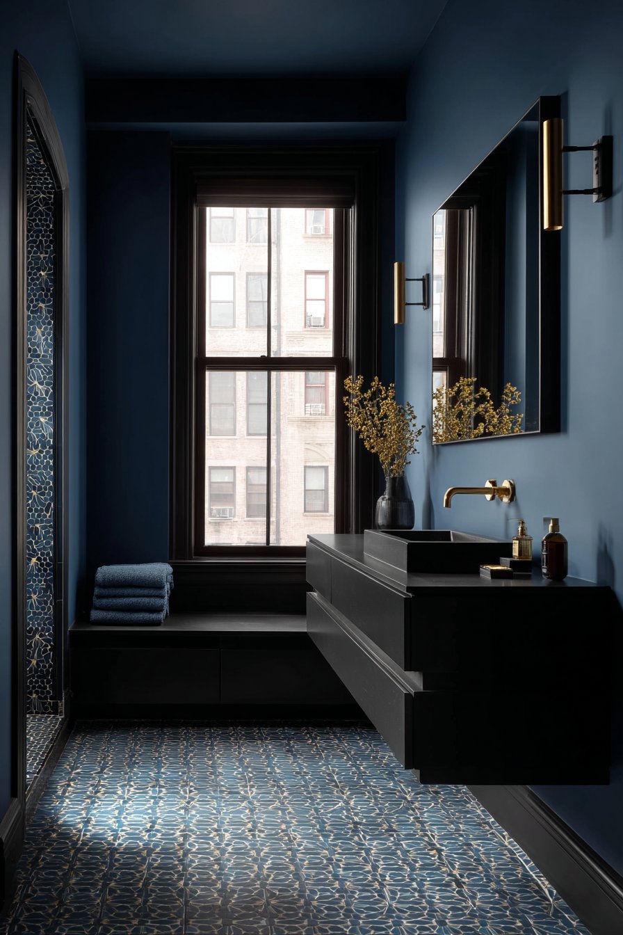 Navy Hexagonal Elegance with Gold Accents