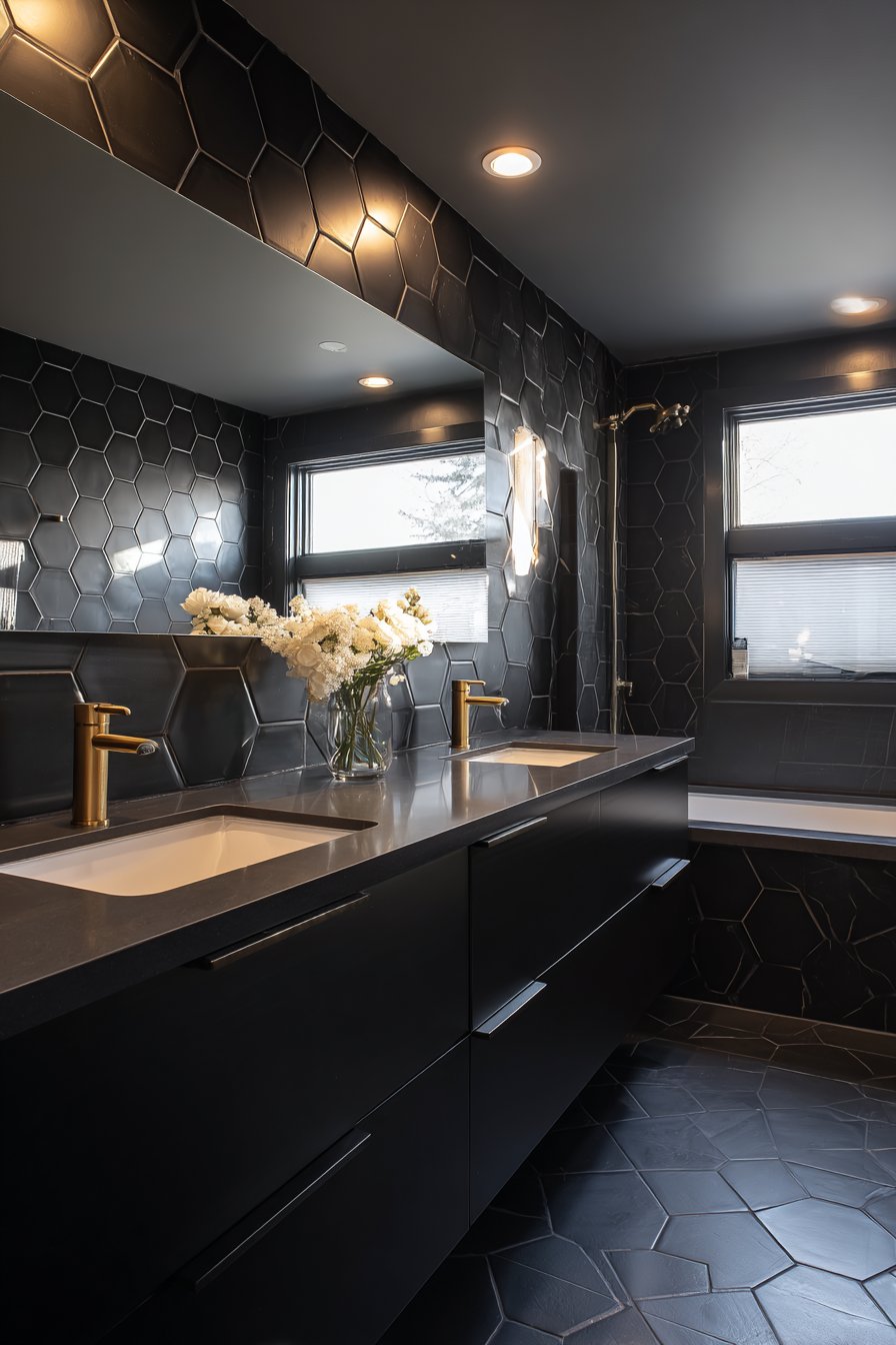 Navy Hexagonal Elegance with Gold Accents