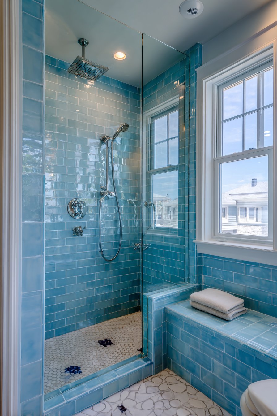 Serene Powder Blue Subway Tile Sanctuary