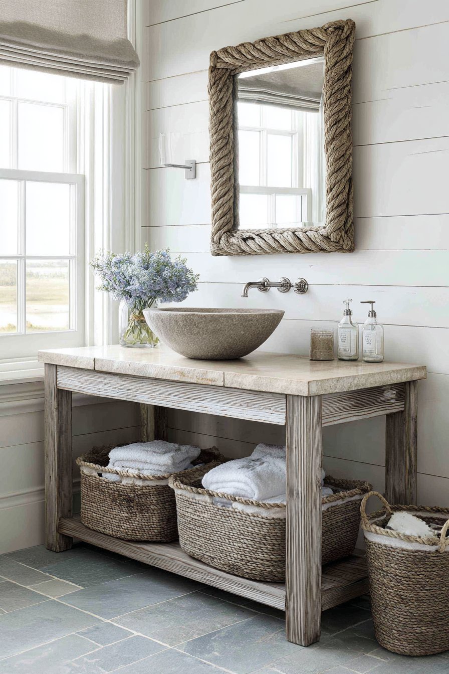 Whitewashed Serenity with Driftwood Elegance