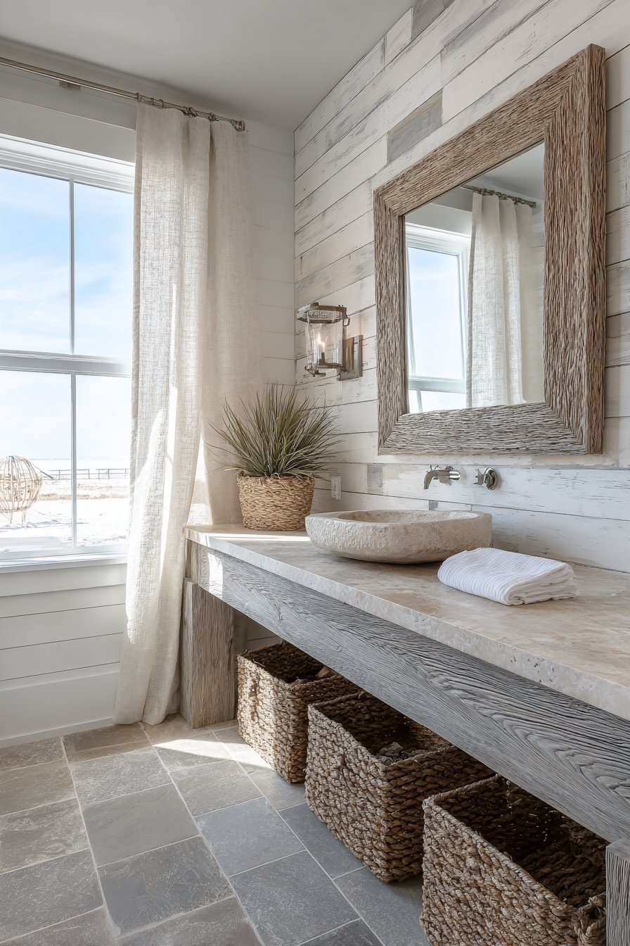 Whitewashed Serenity with Driftwood Elegance