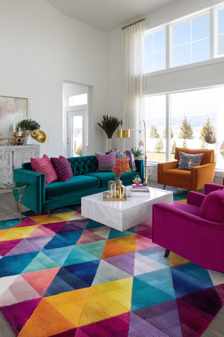 Jewel-Toned Velvet Elegance with Bold Accent Pieces