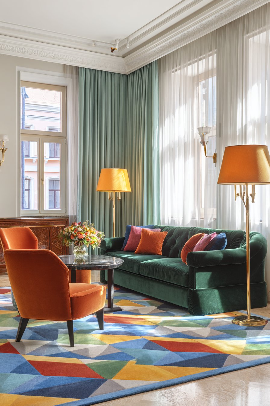 Jewel-Toned Velvet Elegance with Bold Accent Pieces