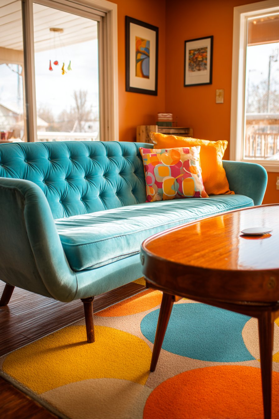 Vibrant Teal Velvet Paradise with Geometric Accents