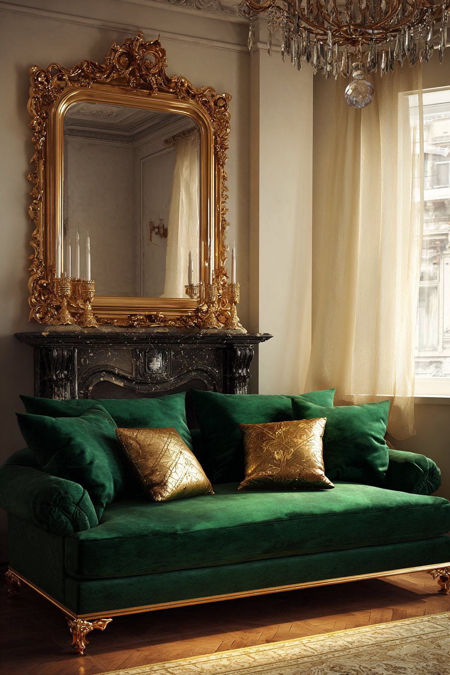 Luxurious Emerald and Gold Sanctuary