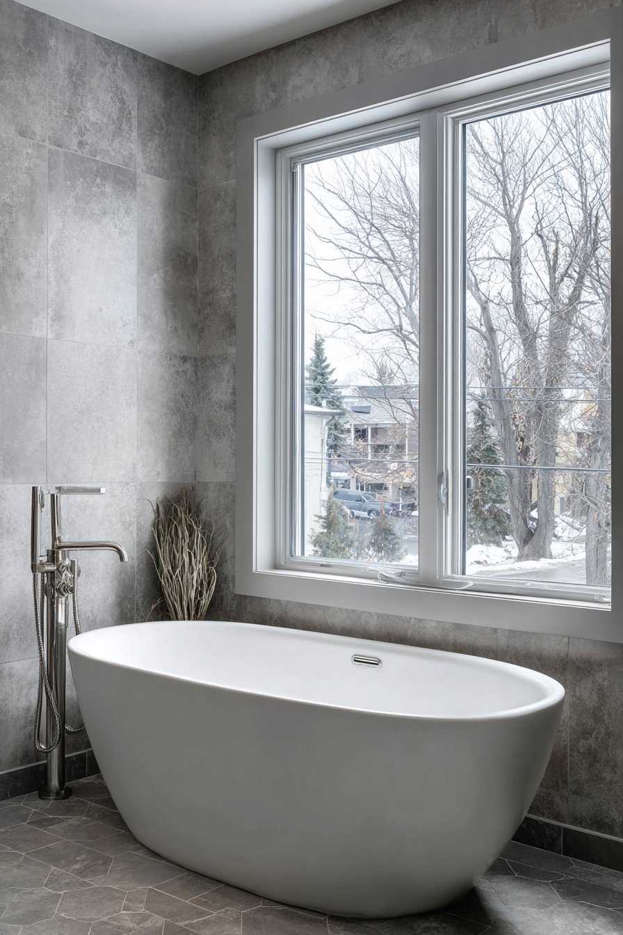 Serene Spa Sanctuary with Freestanding Soaking Tub