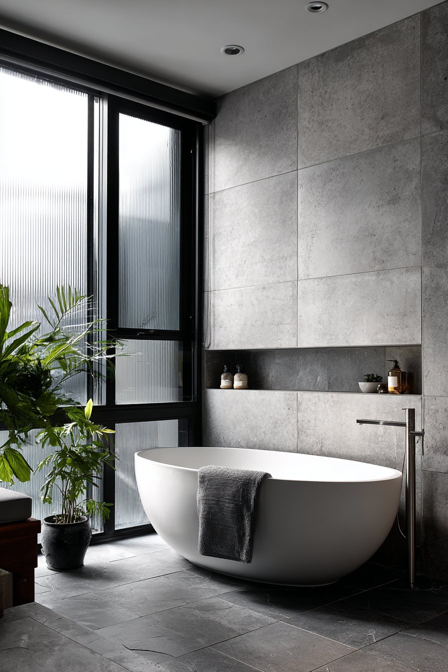 Serene Spa Sanctuary with Freestanding Soaking Tub