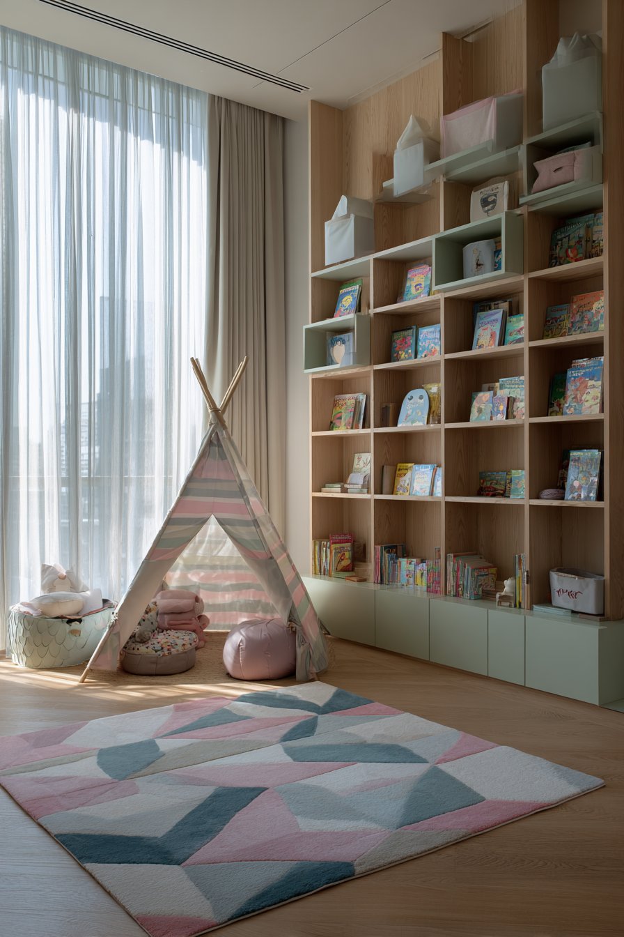 Vibrant Reading Nook Haven with Playful Learning Spaces