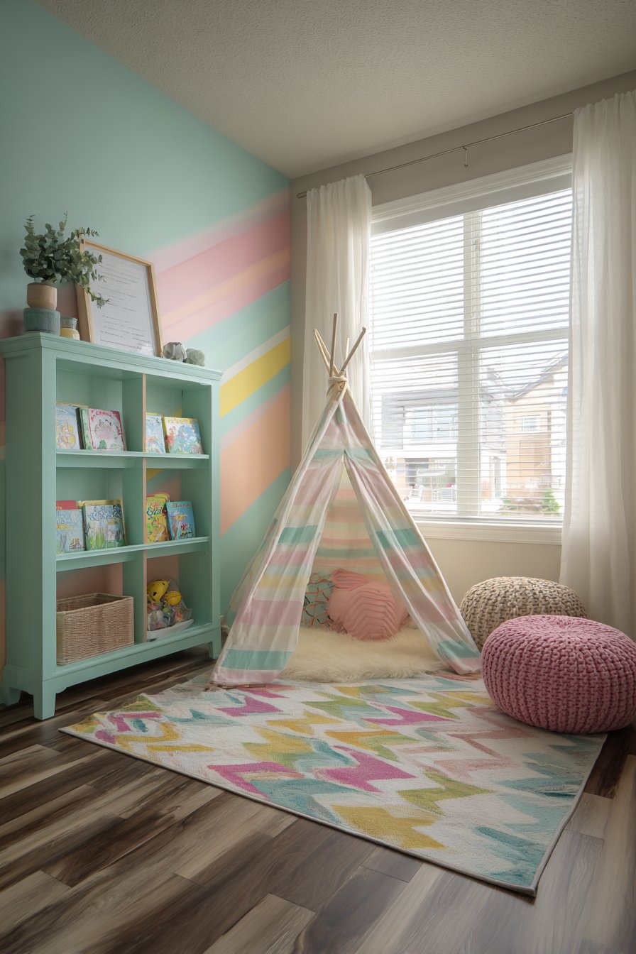 Vibrant Reading Nook Haven with Playful Learning Spaces