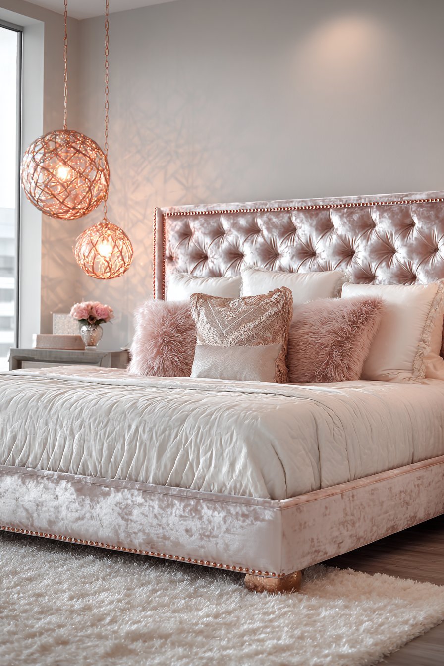 Luxurious Velvet Elegance with Rose Gold Sophistication