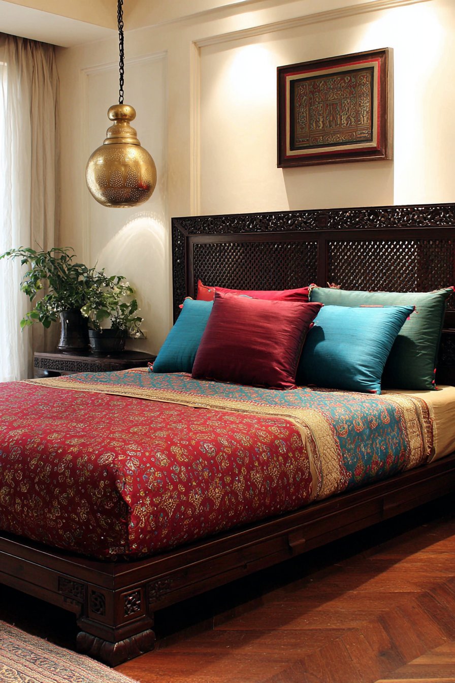 Carved Elegance with Jewel-Toned Textiles