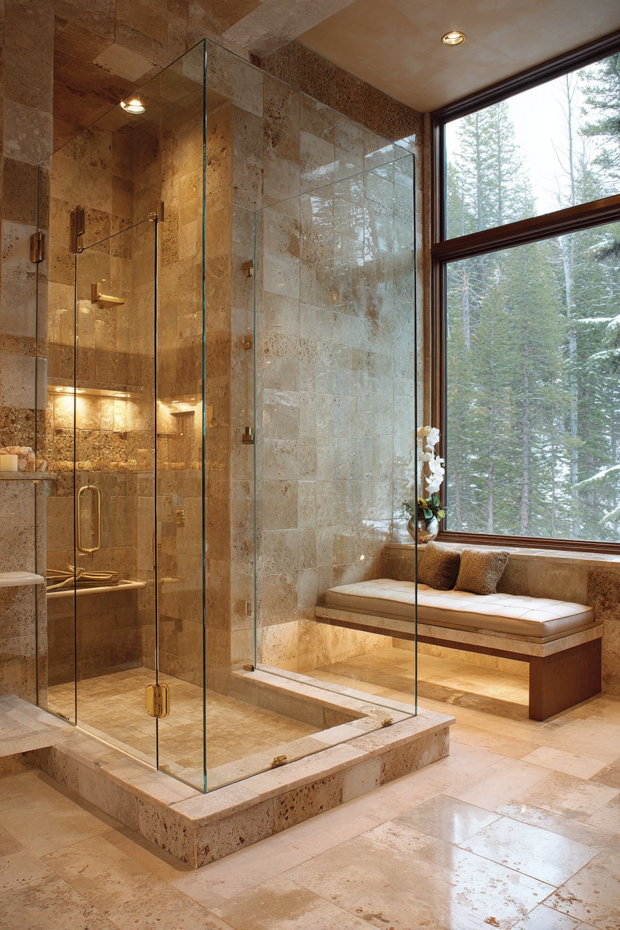 Luxurious Floor-to-Ceiling Travertine Elegance