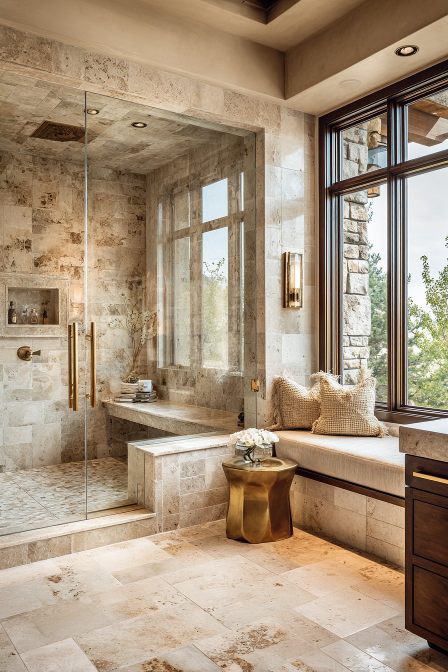 Luxurious Floor-to-Ceiling Travertine Elegance