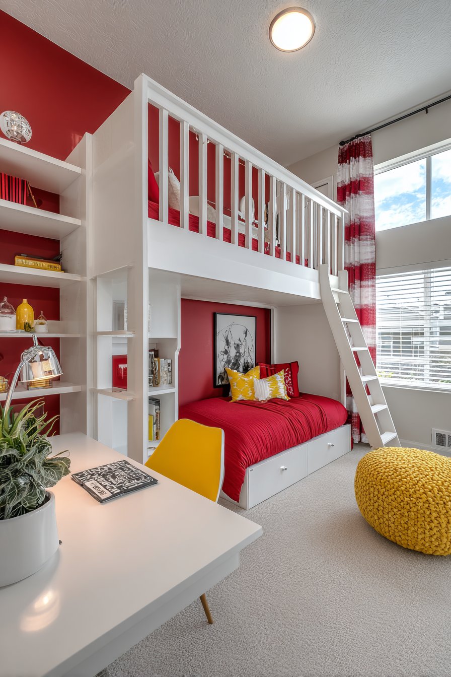 Teenage Loft Bed with Study Integration