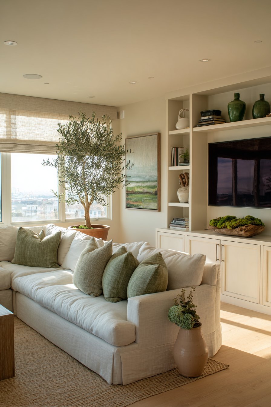 Integrated Entertainment Wall with Living Elements