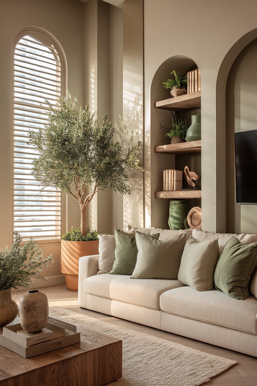 Integrated Entertainment Wall with Living Elements