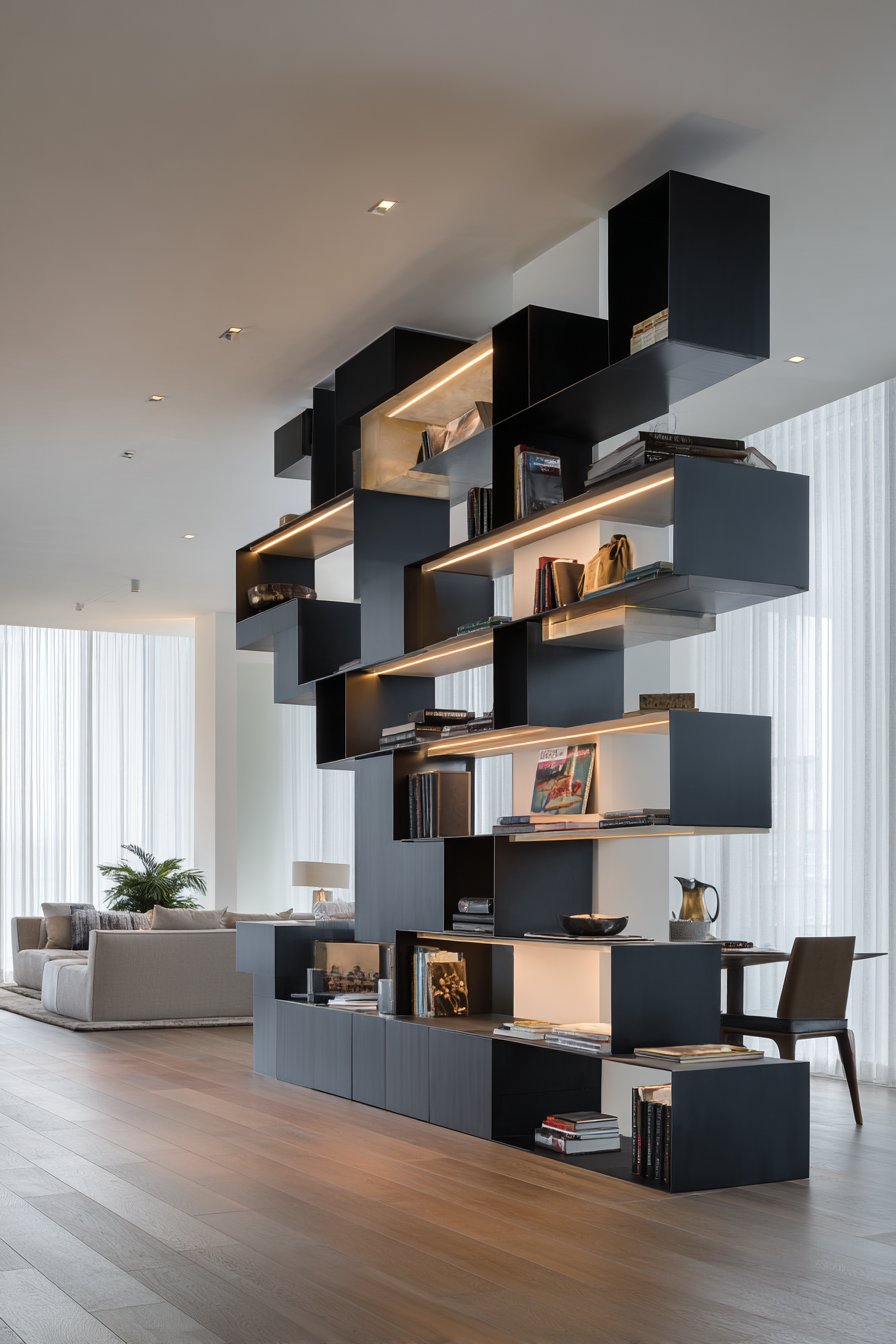 Contemporary Geometric Statement with Integrated Lighting