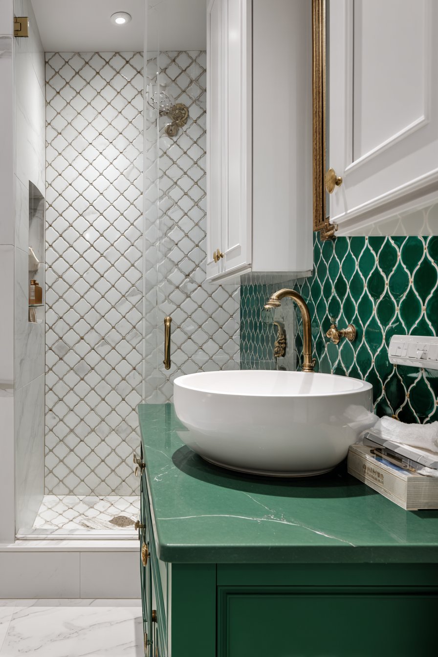 Custom Tile Artistry with Arabesque Elegance