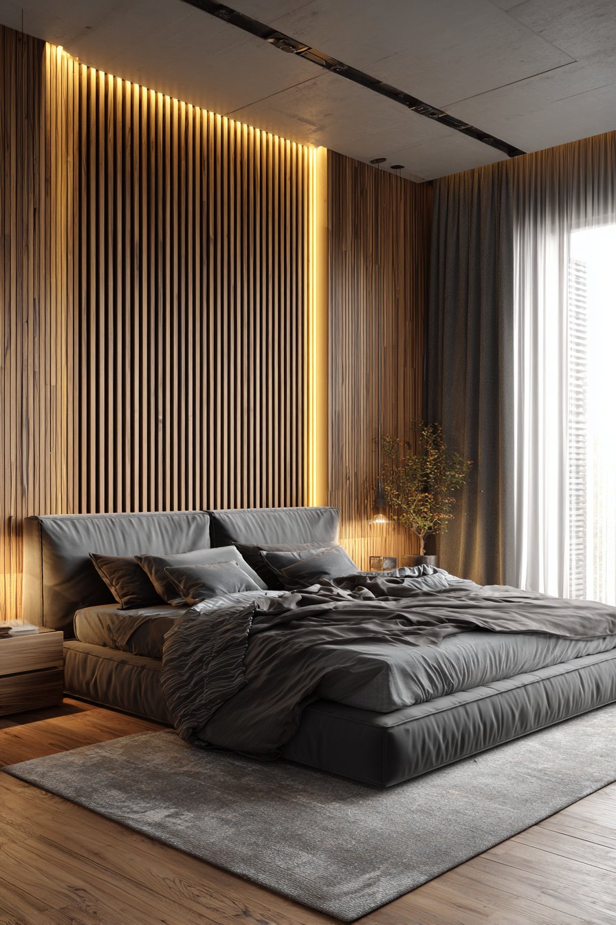 Contemporary Wood Slat Accent Wall