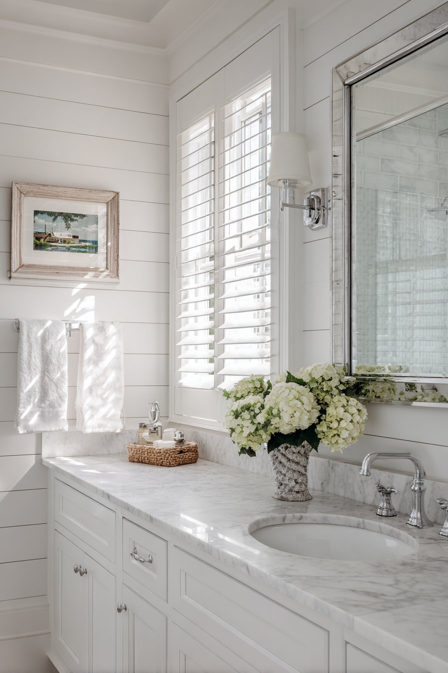 Brass Clawfoot Tub with Hexagonal Tiles