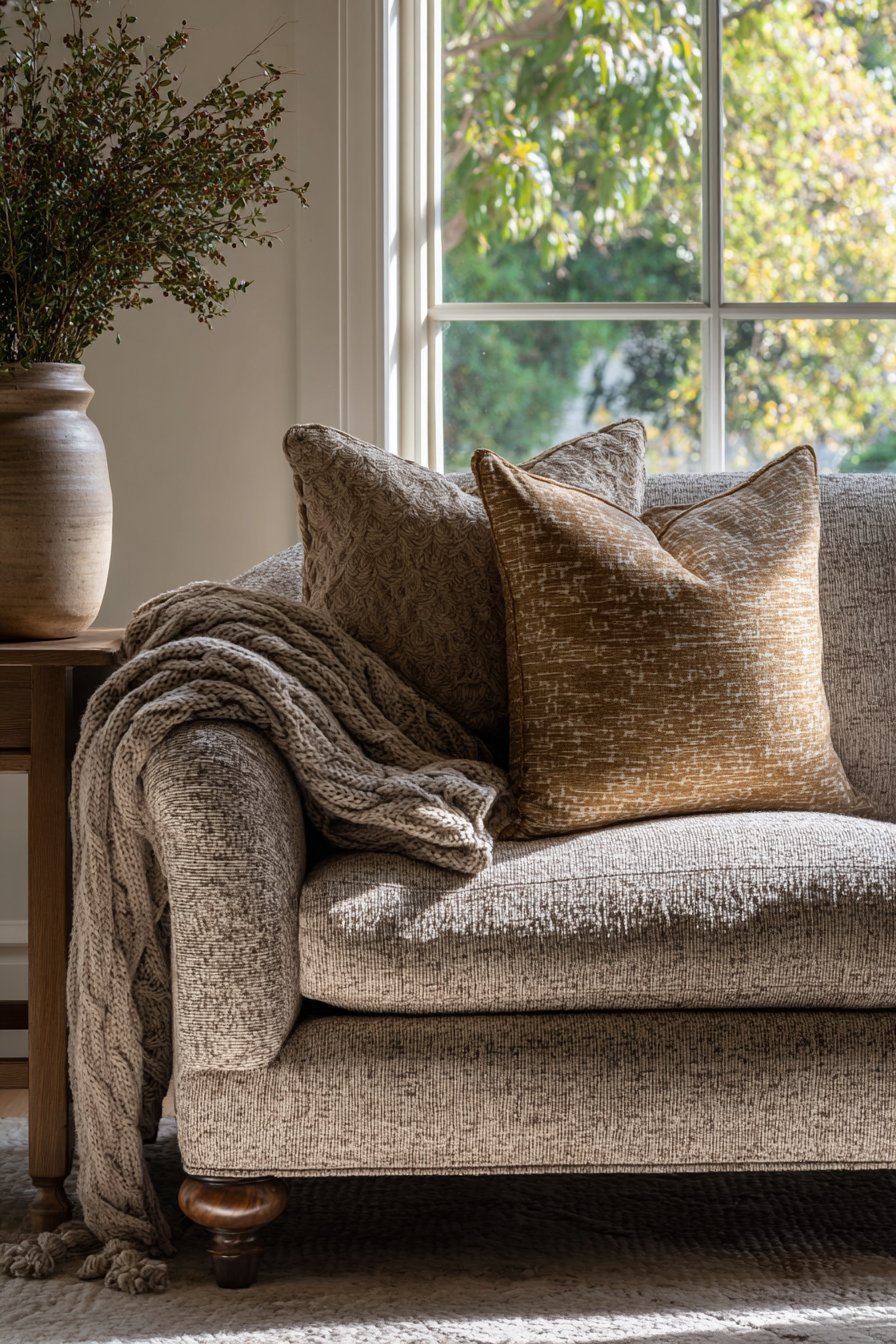  Oversized Taupe Chenille Armchair