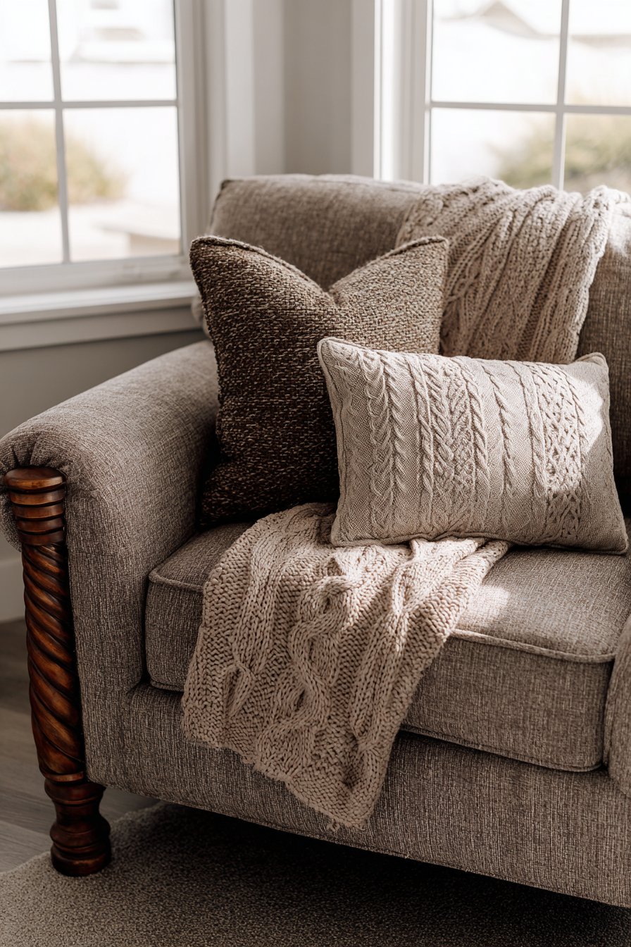 Oversized Taupe Chenille Armchair