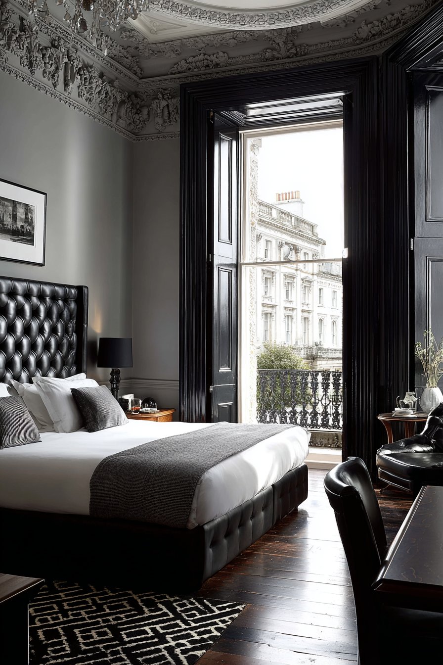 Elegant Black-Framed French Doors with Architectural Definition