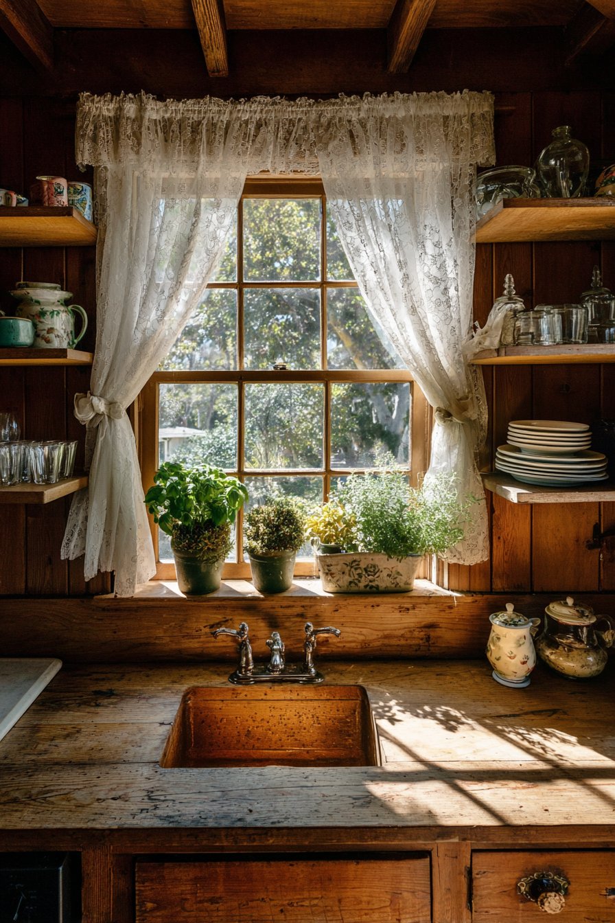 Window-Side Work Zone with Herb Garden Display
