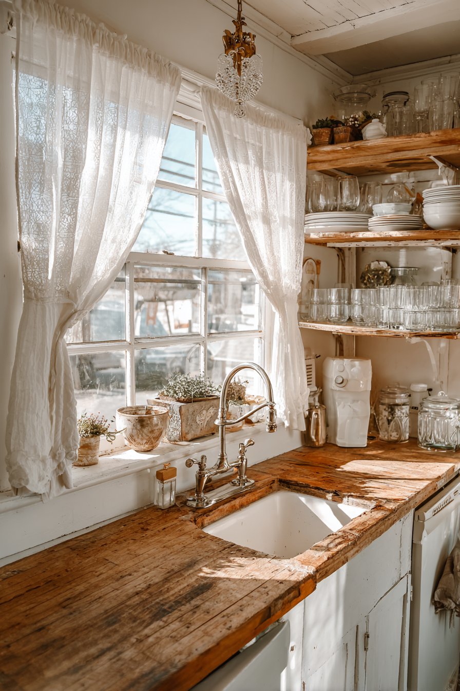 Window-Side Work Zone with Herb Garden Display